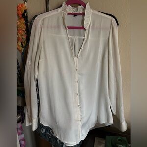 Express Ivory Button-Down Blouse
